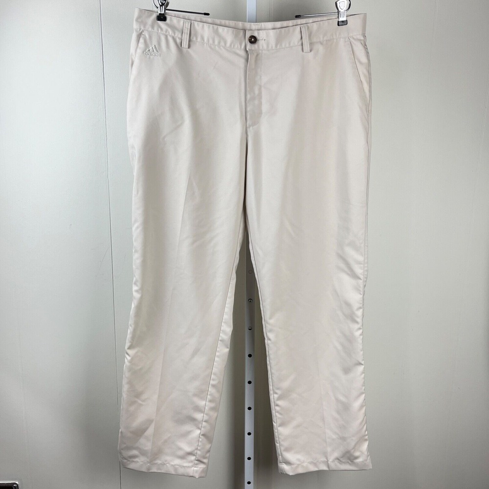 Adidas ClimaLite Golf Pants Mens‎ 38x32 Cream Lightweight Casual